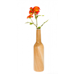 Fair trade Vase 'Flasche' Akazienholz